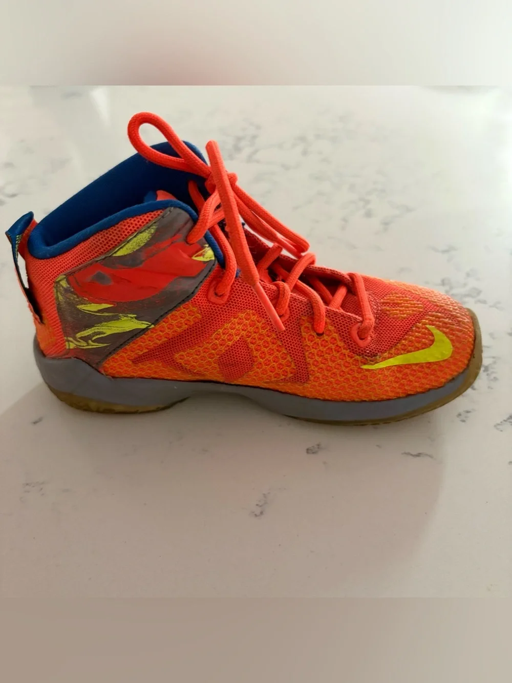 Nike LeBron 12 PS six Meridians hyper crimson orange volt kids sz 12c 685184-800